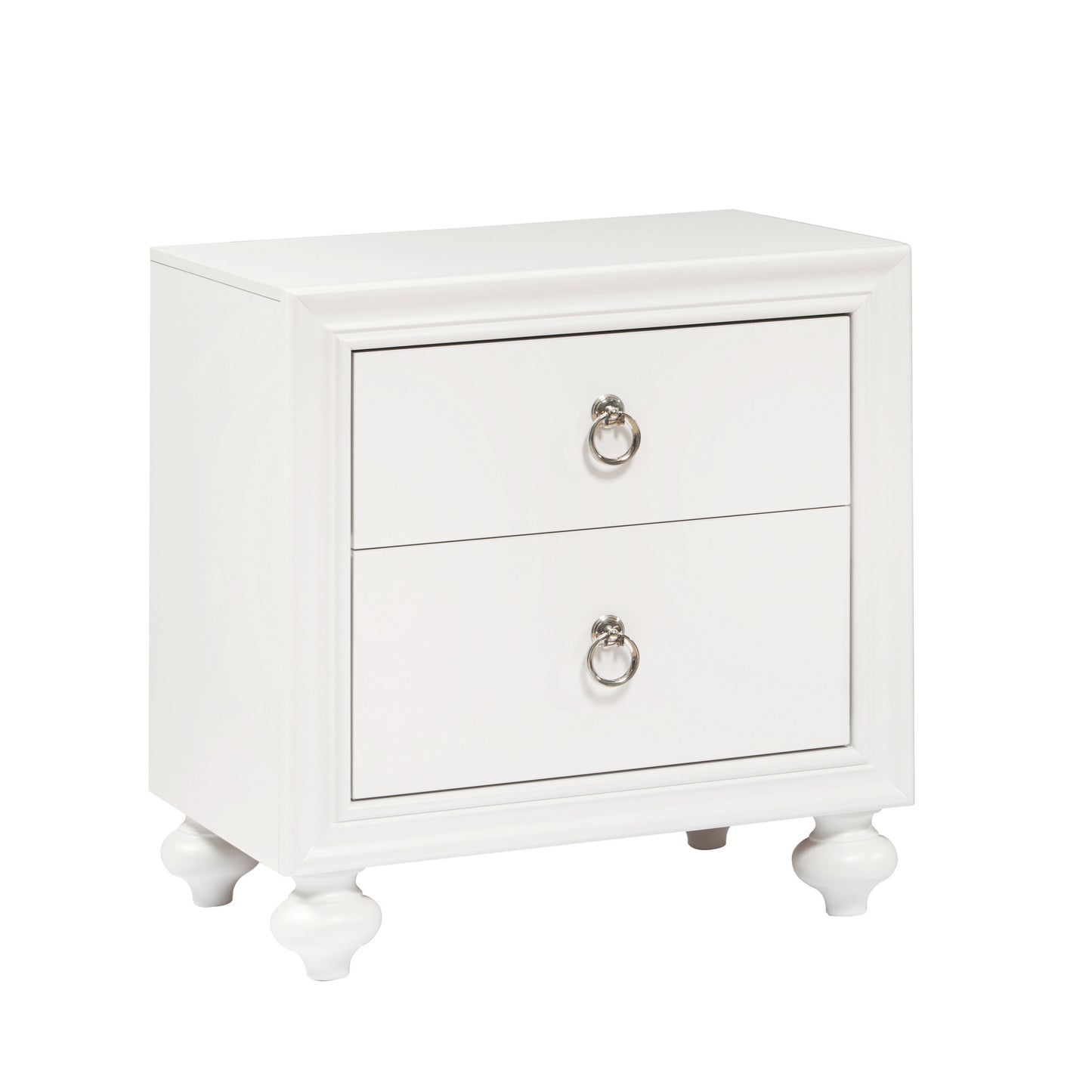 Bella White - Kids 2-Drawer Usb Charging Nightstand - White