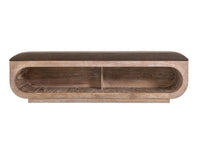 White Balam - Wooden Bench With Cushioned Seat - Ivory White