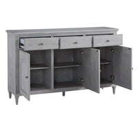 3-Door Credenza With Storage Drawers - Gray