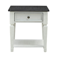 Allyson Park - Drawer End Table - Wirebrushed White / Charcoal
