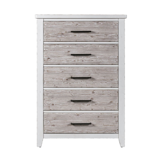 Backroads - 5 Drawer Chest - Weathered White