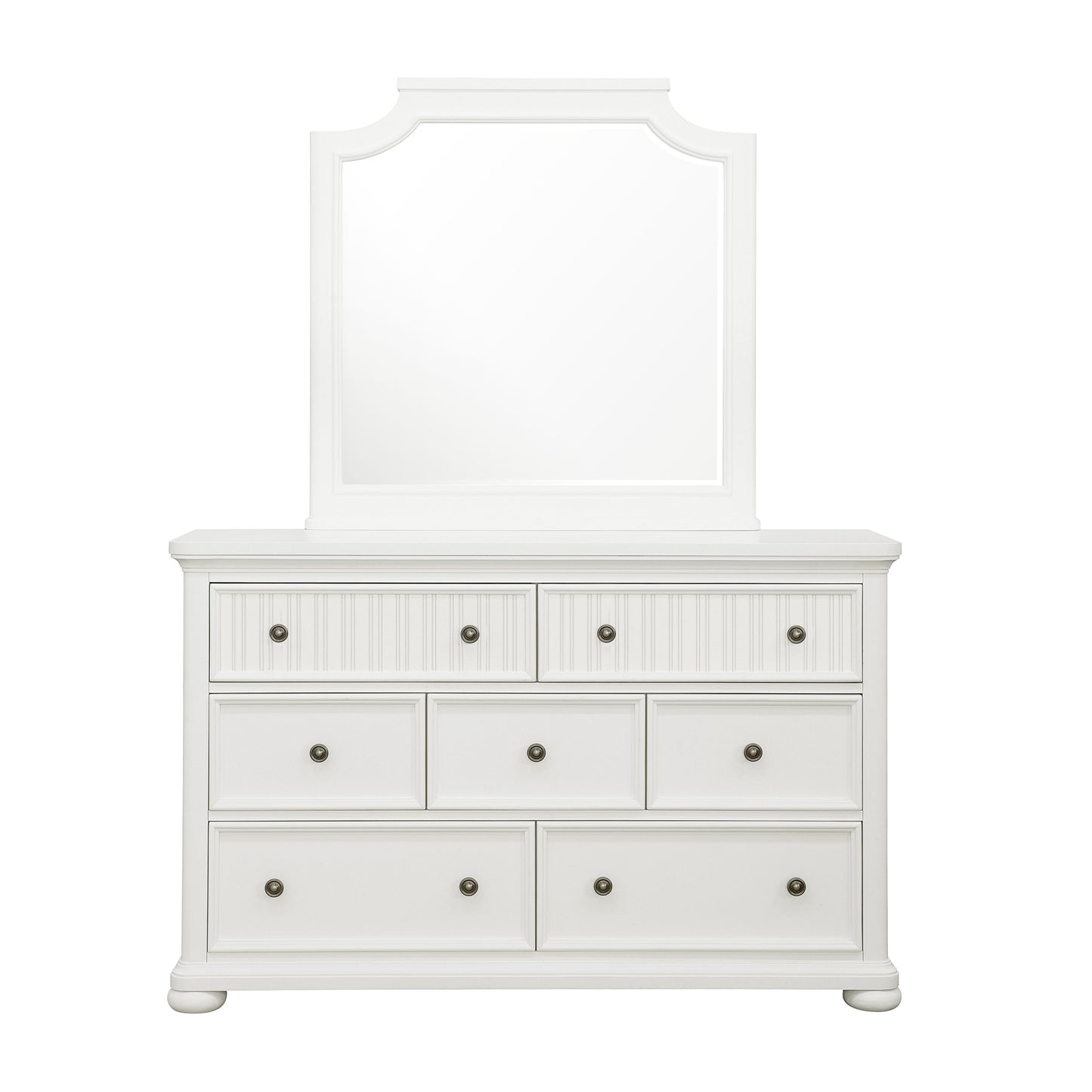 Savannah - Beveled Dresser Mirror - White Finish