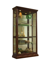 PFC Curios - Lighted Sliding Door 4 Shelf Curio Cabinet - Cherry Brown