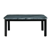 Francesca - Rectangular 5 Piece Gray PU Chairs Dining Set, Table & Four Chairs - Gray Marble