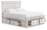 Makidern - Panel Storage Bed With 2 Under Bed Storage Units