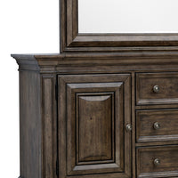 Woodbury - 5-Drawer, 2 Cabinet Dresser & Mirror Set - Cowboy Boots Brown