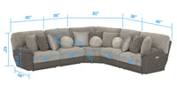 Rendezvous - 5 Piece Modular Sectional With 3 Reclining Seats & Castered Cocktail Ottoman - Umber