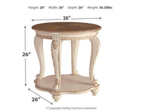 Realyn - White / Brown - Round End Table