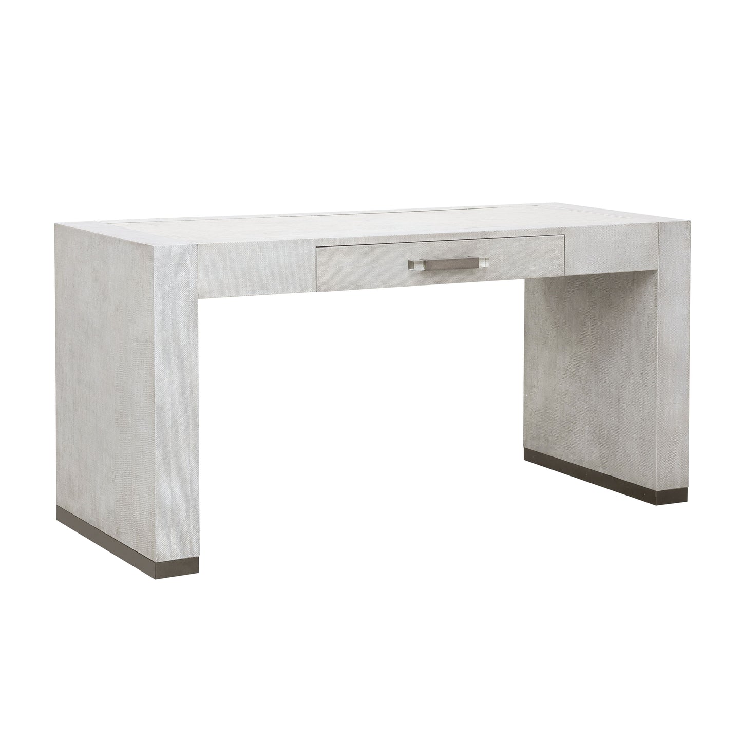 Stone Textured Writing Desk With Keyboard Tray - White