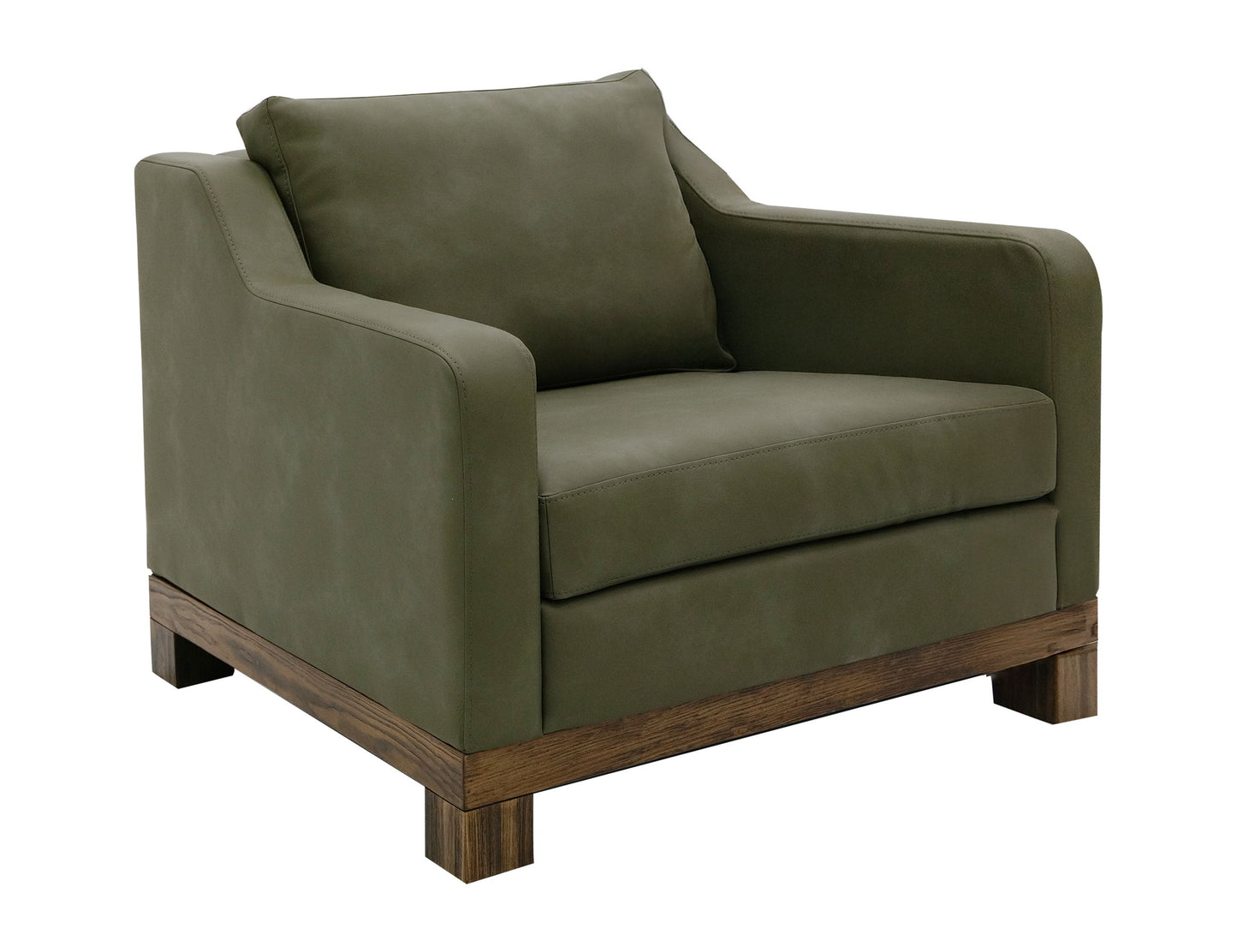 Natural Teca - Armchair - Olive Green