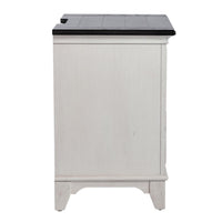 Allyson Park - 2 Drawer Nightstand With Charging Station - Wirebrushed White / Charcoal