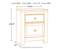 Paxberry - Whitewash - Two Drawer Night Stand