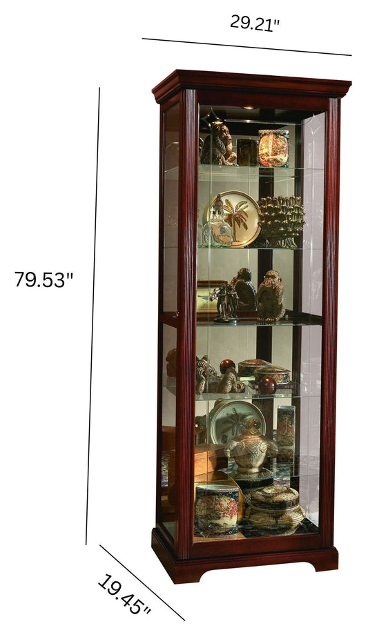PFC Curios - Sliding Door 5 Shelf Curio Cabinet - Victorian Brown