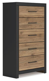 Vertani - Black / Honey Brown - Five Drawer Chest