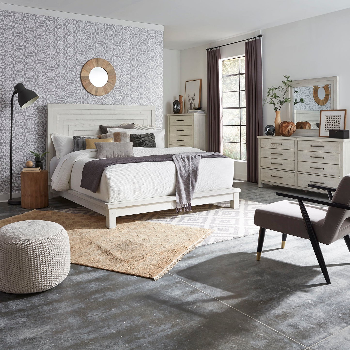 Modern Farmhouse - Platform Bed, Dresser & Mirror