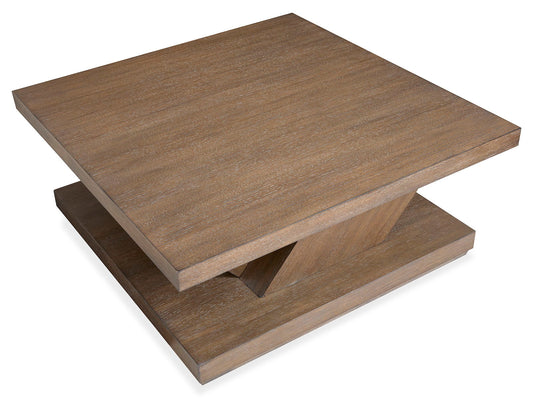 Lansbury - Square Cocktail Table With Casters - Antique Wheat