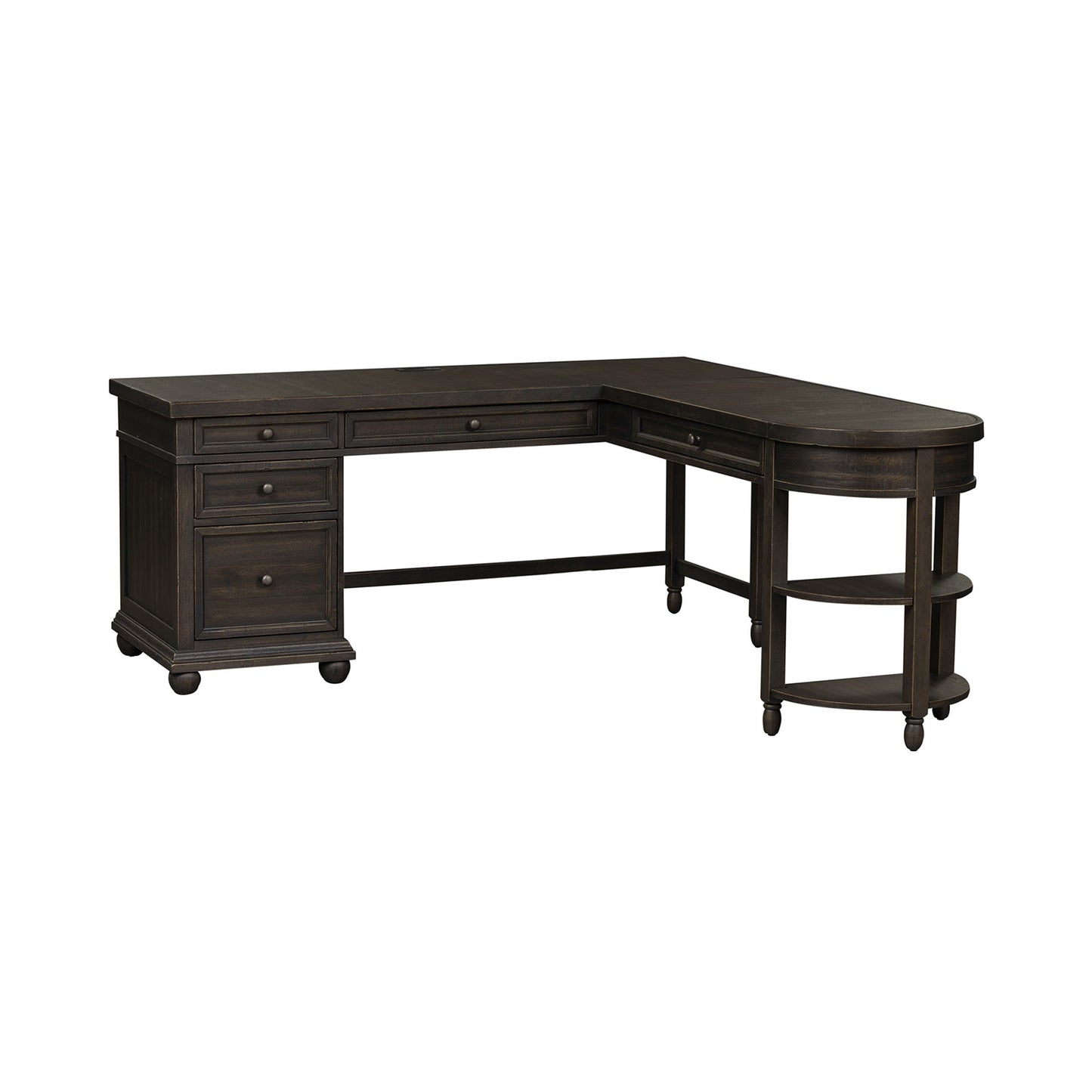 Harvest Home - L Shaped Desk Set With Hutch - Black