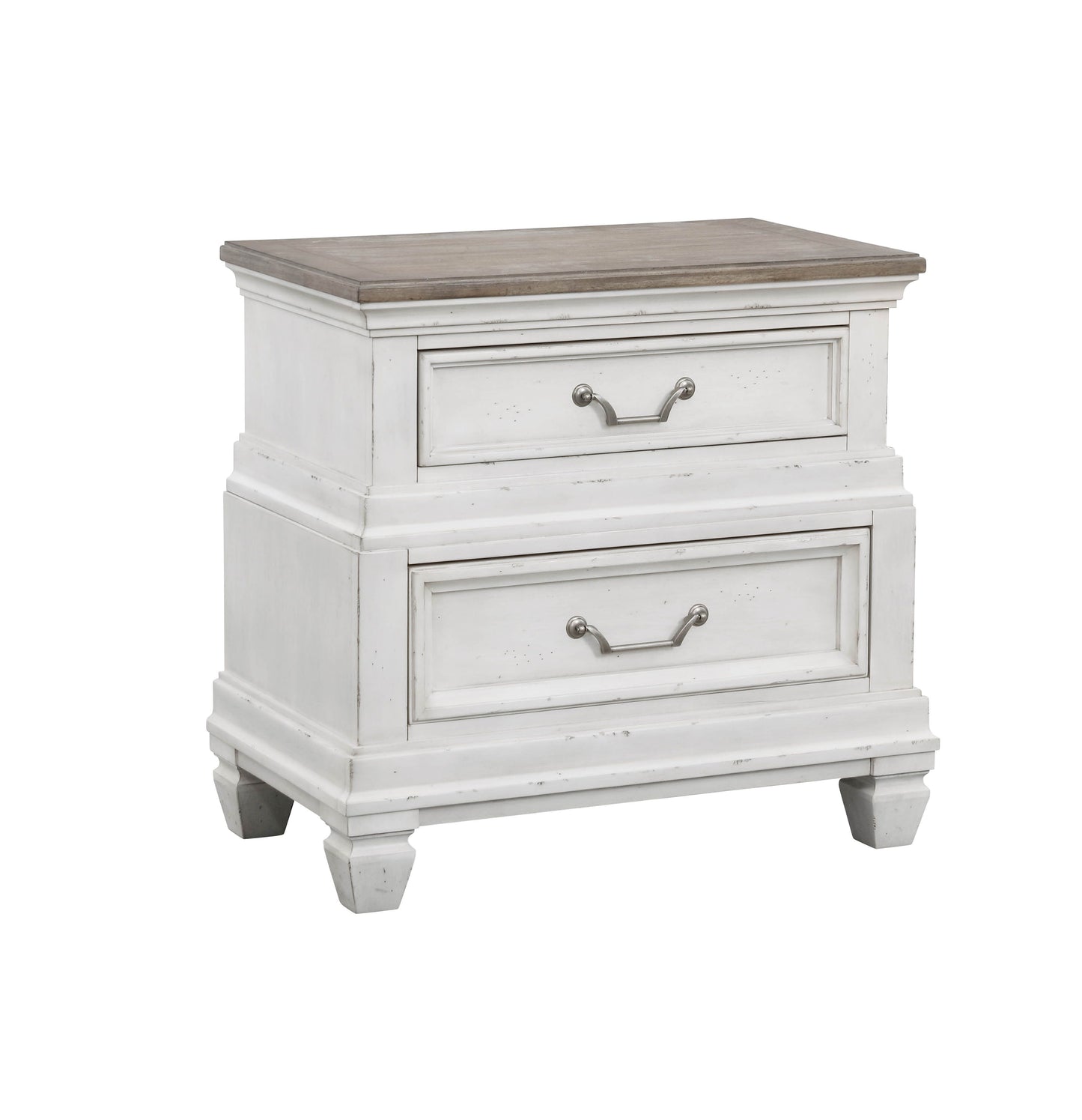 B00323 - Nightstand (USB/WiFi/LED) - Distressed White