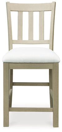 Calmoro - Upholstered Barstool (Set of 2) - Off White / Gray