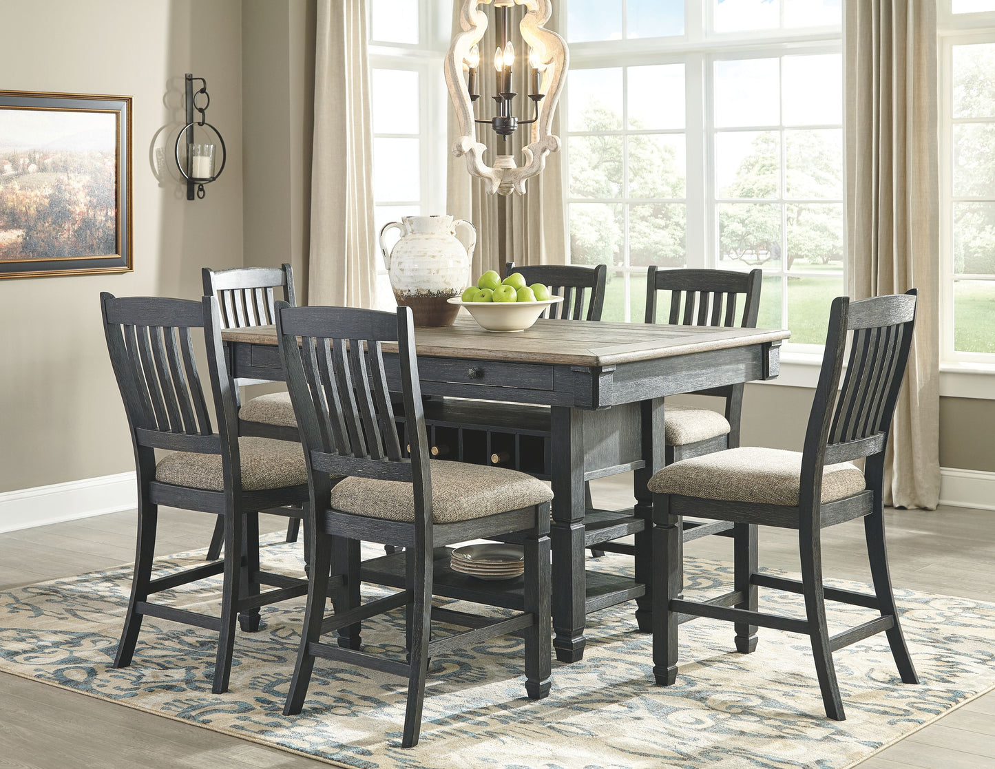 Tyler - Black / Gray - Rectangular Dining Room Counter Table