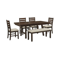 Jax - 6 Piece Dining Set (72" Table, Four Chairs And Bench) - Cherry