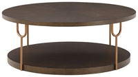 Brazburn - Dark Brown / Gold Finish - Round Cocktail Table