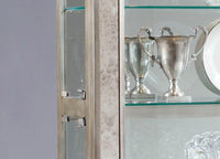 PFC Curios - Antique Style 5 Shelf Mirrored Curio Cabinet - Aged Silver