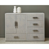 Stone Textured 5 Drawer Accent Cabinet With Doors - Gray