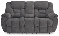 Foreside - Charcoal - Dbl Reclining Loveseat with Console