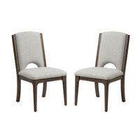 Athens - Upholstered Dining Chair (Set of 2) - Light Gray / Chocolate Brown