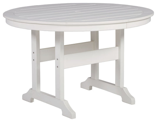 Crescent Luxe - White - Round Dining Table w/Umb OPT