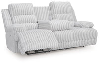 Rhines Falls - Alloy - Reclining Power Sofa With Drop Down Table
