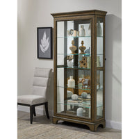 Traditional Sliding Door Curio With Glass Shelves And LED Light - Dark Brown