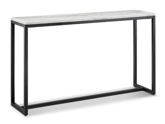 Torin - Rectangular Sofa Table - White Marble And Matte Black