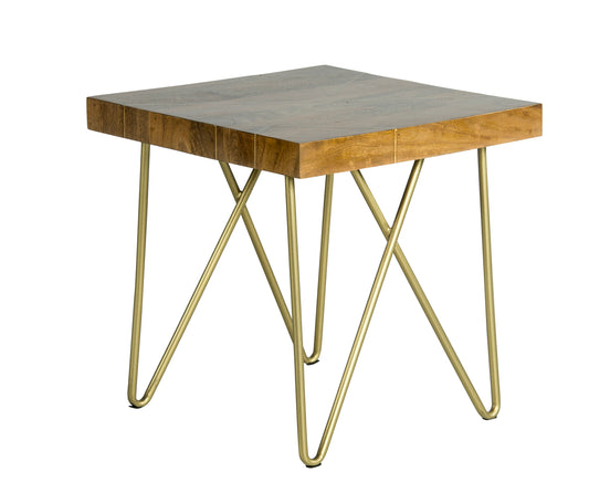 Walter - Brass Inlay End Table - Brown