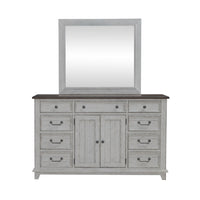 River Place - Dresser & Mirror - Riverstone White & Tobacco