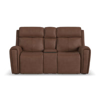 Warren - Power Reclining Loveseat With Console, Power Headrest & Lumbar - Dark Brown