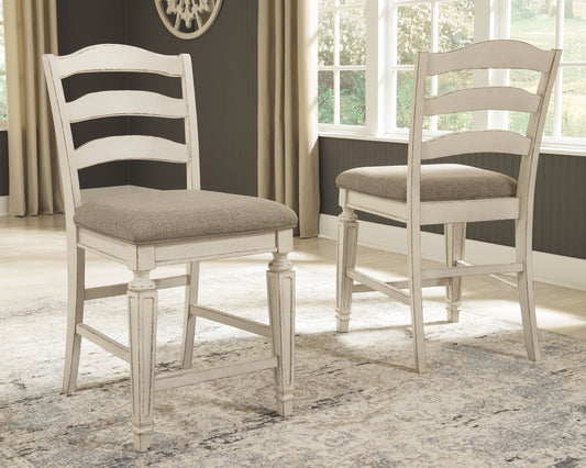 Realyn - Chipped White - Upholstered Barstool (Set of 2)