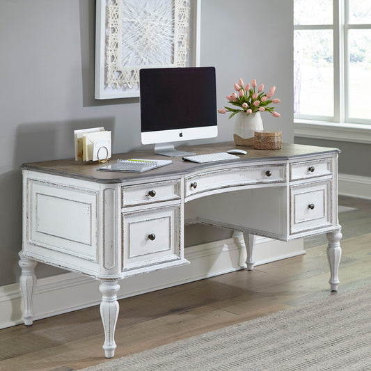 Magnolia Manor - Writing Desk - Antique White & Weathered Bark