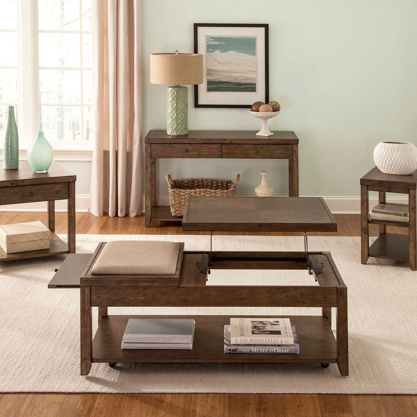 Mitchell - 3 Piece Table Set (1 Cocktail 2 End Tables) - Nutmeg