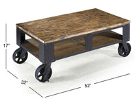 Pinebrook - Rectangular Cocktail Table (2 Braking Casters) - Distressed Natural Pine