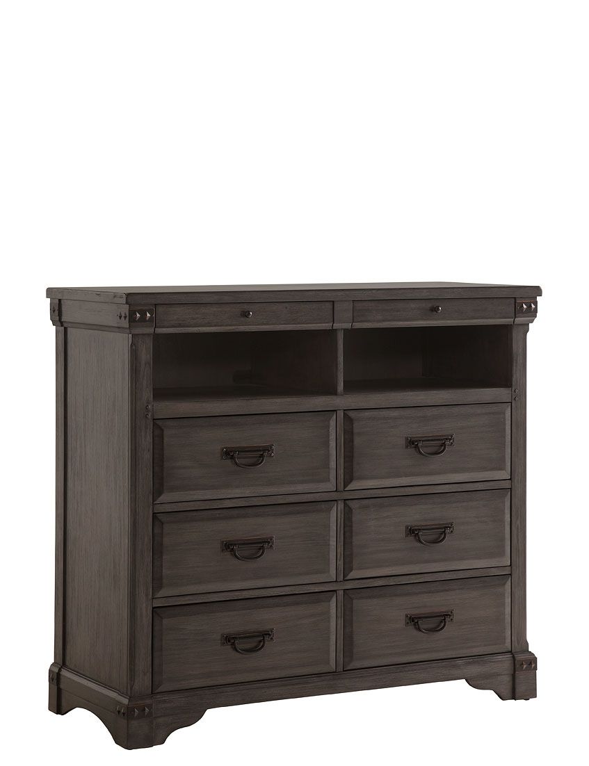 B09862 - Wood Media Chest - Gray