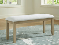 Calmoro - Large Upholstered Dining Room Bench - Off White / Gray