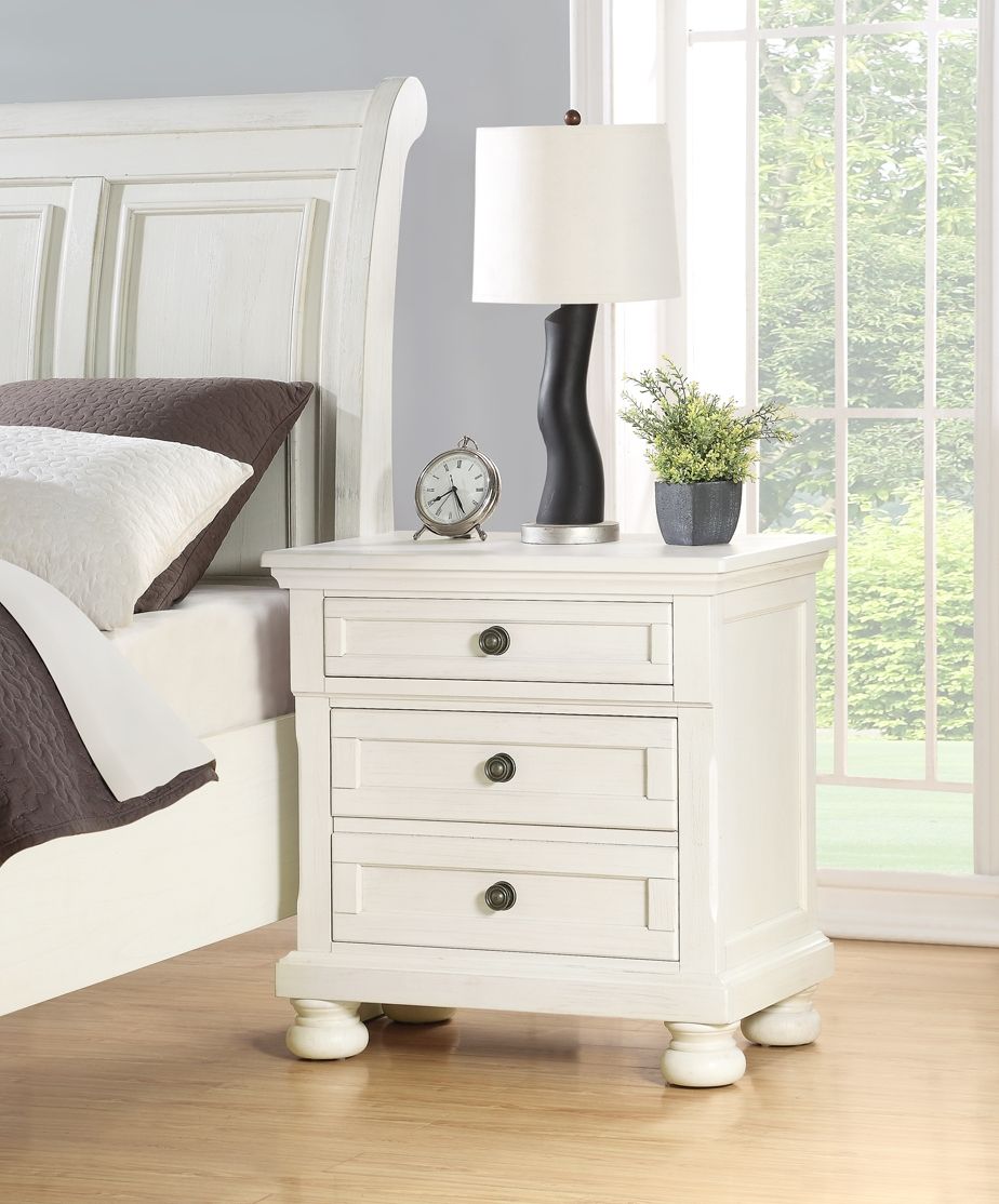 B01163 JB - Wood Nightstand - White