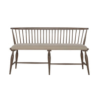 Americana Farmhouse - Upholstered Seat Windsor Bench (RTA) - Light Brown