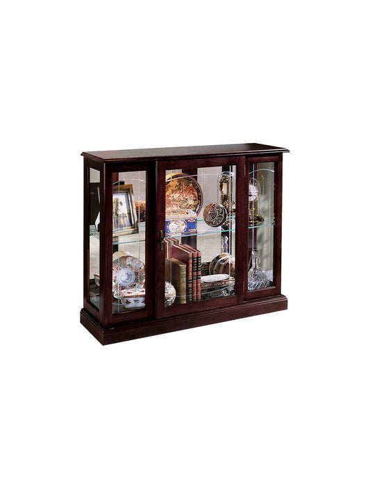 PFC Curios - Lighted 1 Shelf Console Display Cabinet - Cherry Brown