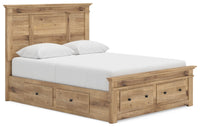 Makidern - Panel Storage Bed With 2 Under Bed Storage Units