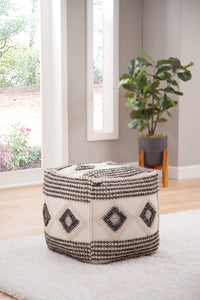 Dalia - Square Handwoven Woolen Pouf - Beige