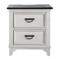 Allyson Park - 2 Drawer Nightstand With Charging Station - Wirebrushed White / Charcoal