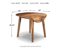 Berringer - Rustic Brown - Round DRM Drop Leaf Table